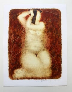 Nude - XXI Century, Figurative Monotype Print, Monochromatic