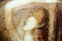 Nudo con mano alzata - XXI secolo, Stampa monotipo figurativa, Monocromatico