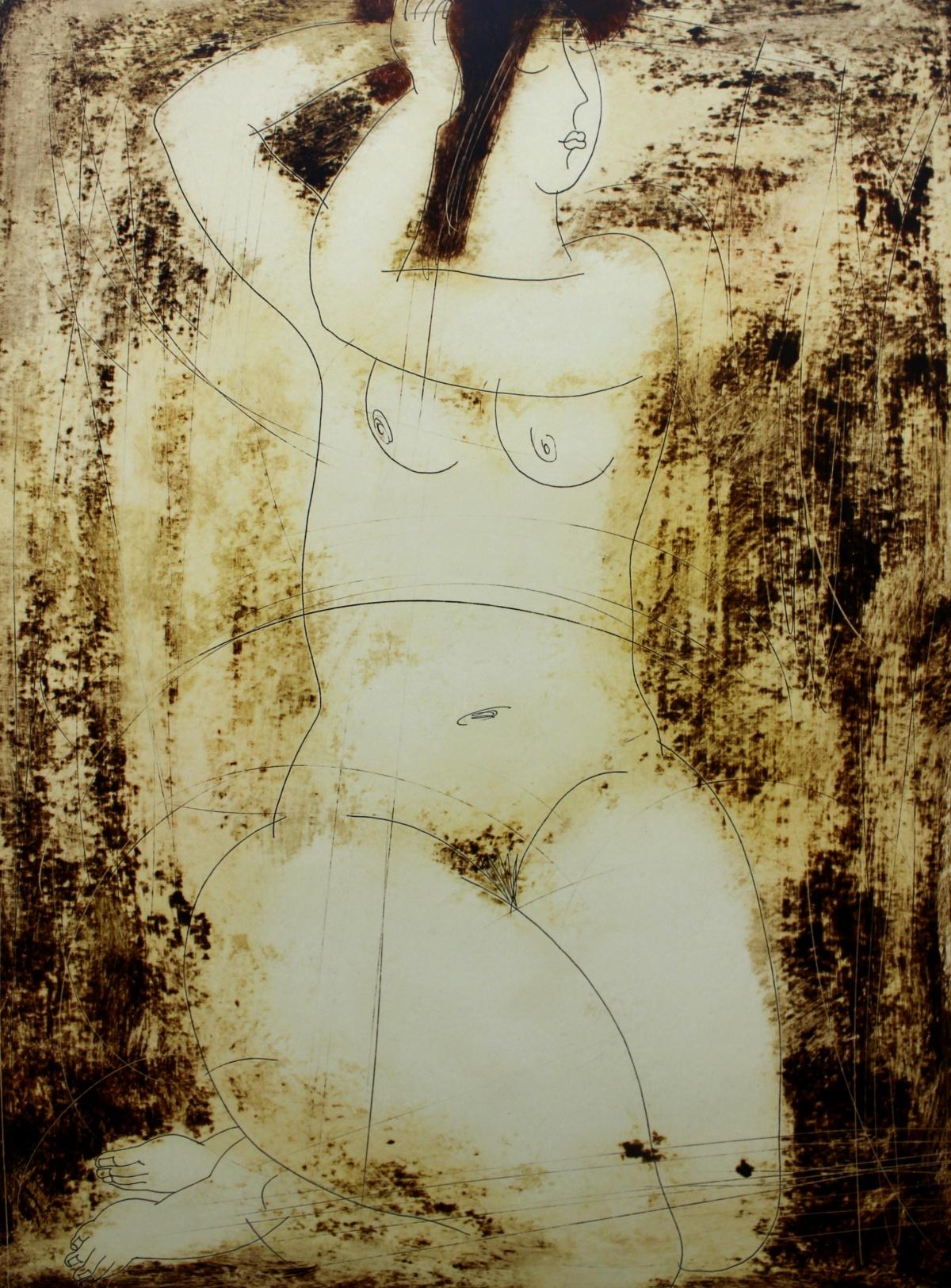 Siergiej Timochow Nude Print - Nude  - XXI Century, Figurative Monotype Print, Monochromatic