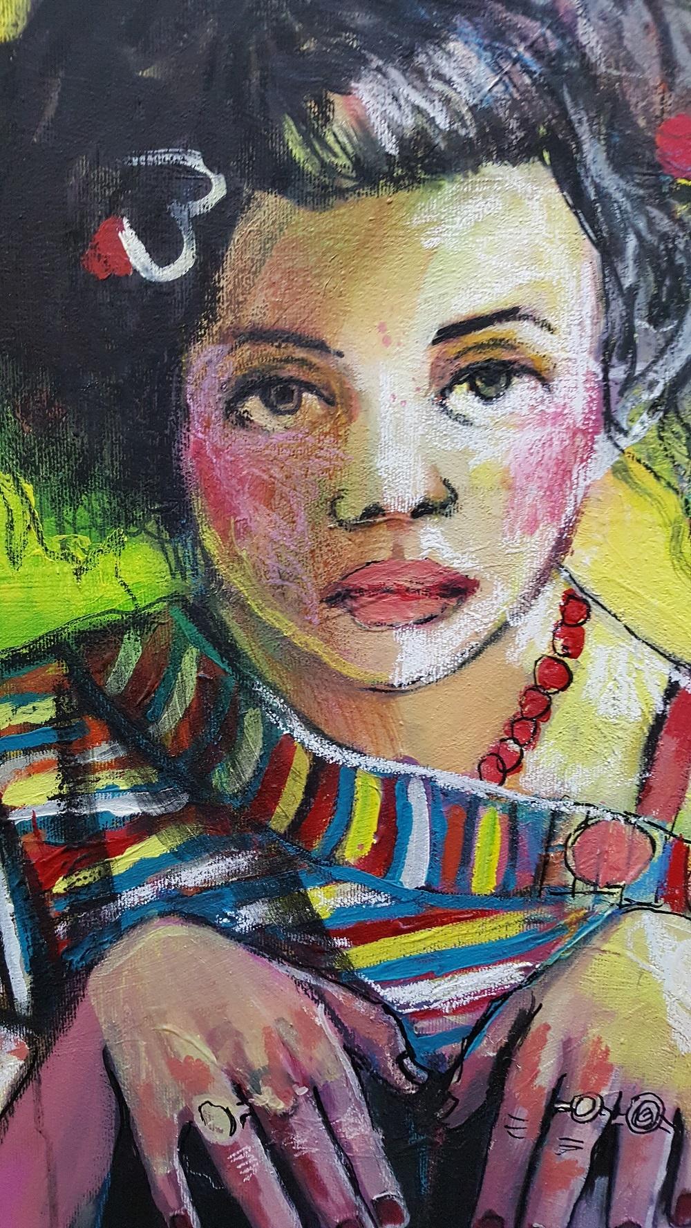 Yellow - XXIe siècle, Femmes, peinture figurative, couleurs vives et vives - Autres styles artistiques Painting par Paulina Maksjan