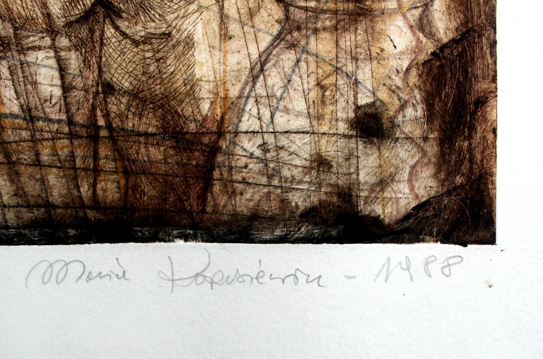 Esercizio GOG III - Arte contemporanea, Stampa figurativa, Ispirato ai vecchi maestri - Figurative Print Grigio di Maria Korusiewicz