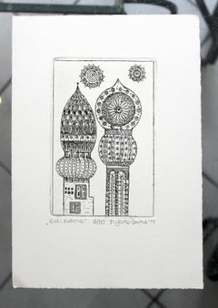 King and Queen - XXI century, Etching, Abstract and figurative, Black and white
