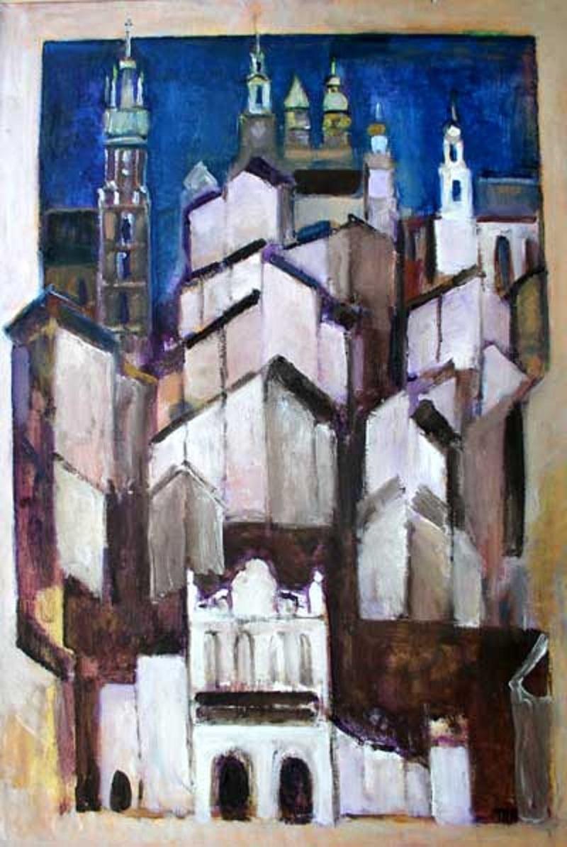 Marlena Nizio Figurative Painting - Cracow - XX century, Oil figurative painting, Landscape