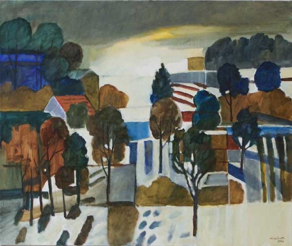 Marek Niedojadło Landscape Painting - Autumn moods - XXI century, Oil landscape painting, Colourful