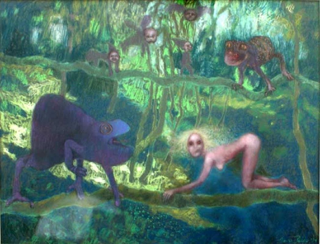 In a forest - XX century, Pastel figurative, Colourful
