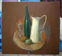 Brocca e bottiglia - XX secolo, Pittura figurativa ad olio, Natura morta