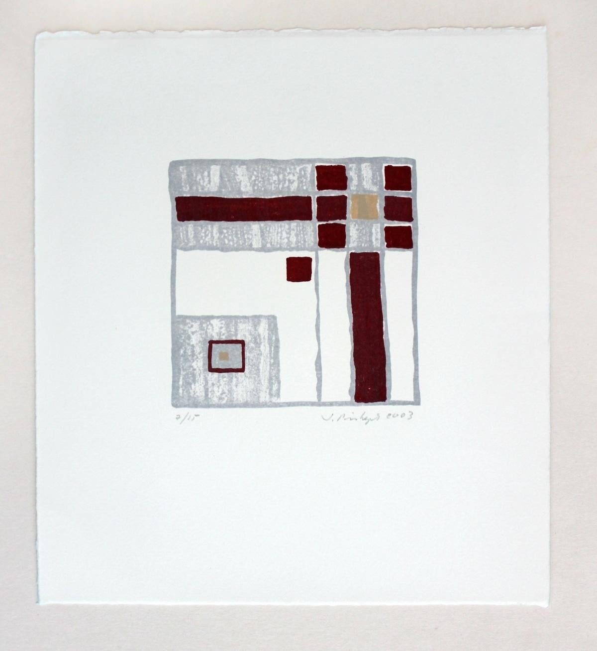 Composition V - XXIe siècle, impression abstraite technique mixte, colorée - Print de Sabine Pinkepank