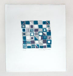 Composition I - XXI century, Mixed media abstract print, Colourful
