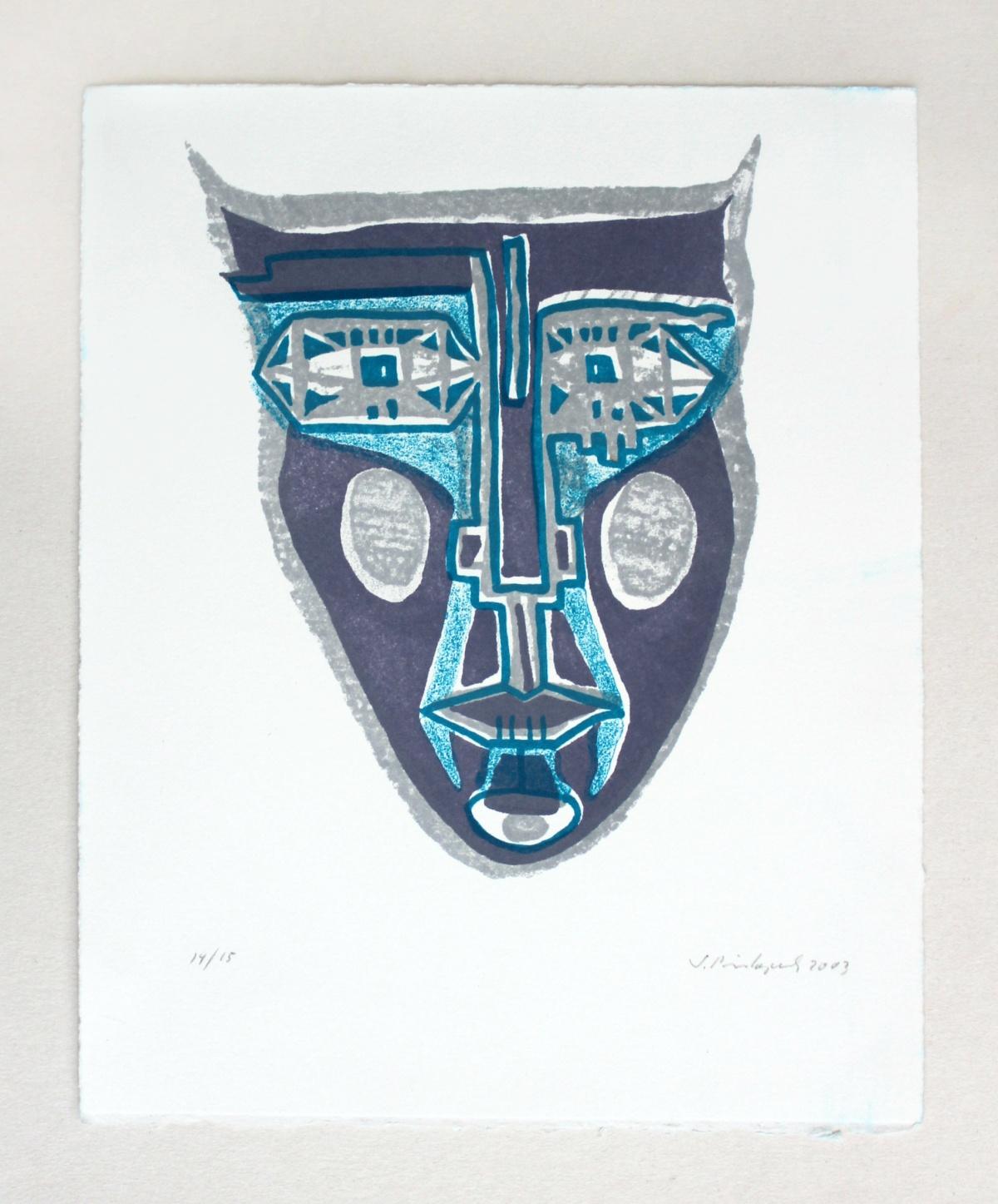Maschera - XXI secolo, Stampa a tecnica mista, Colorata - Print di Sabine Pinkepank