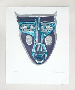 Mask - XXI century, Mixed media print, Colourful