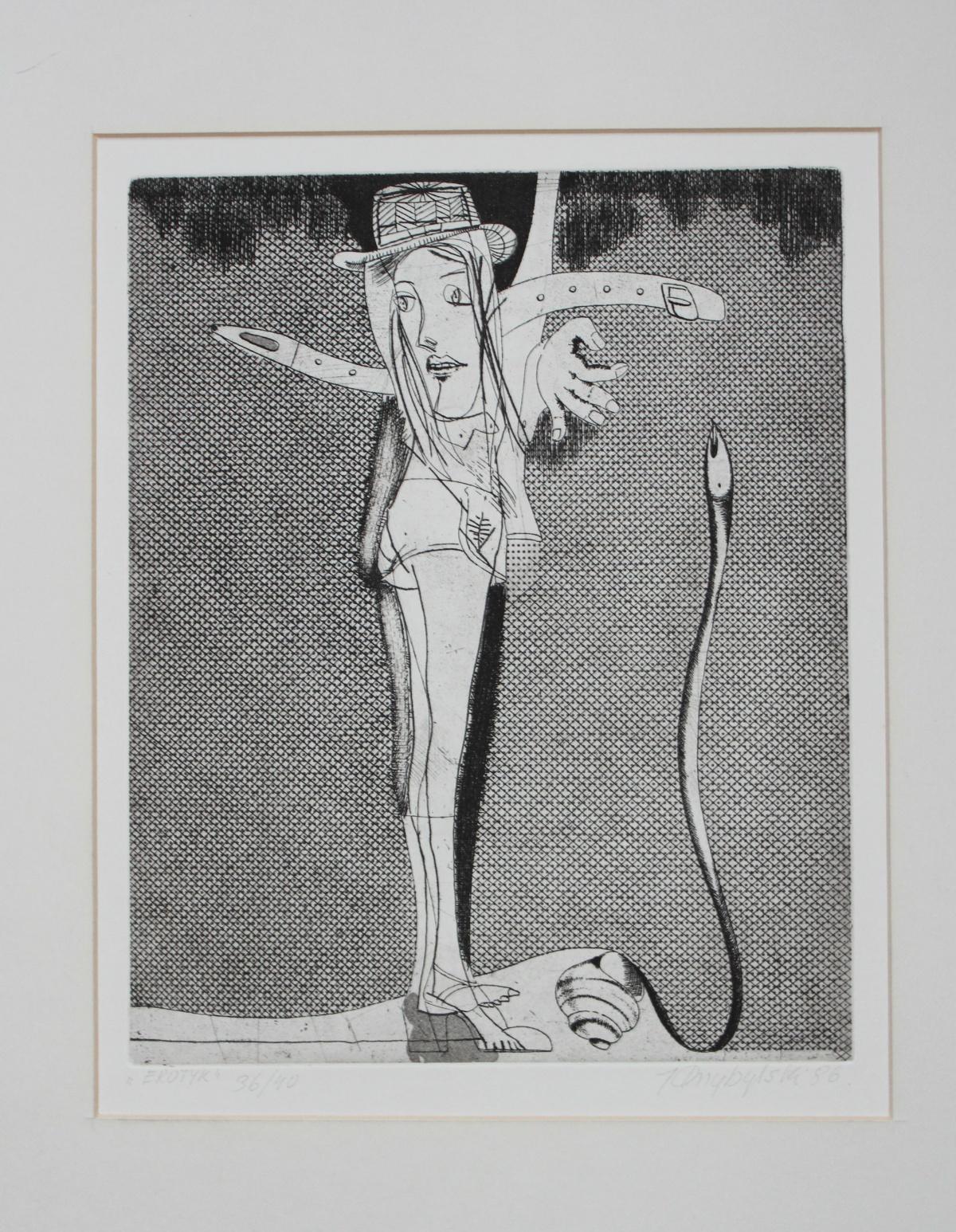 Erótico - Siglo XX, Blanco y negro, Grabado figurativo - Print de Janusz Przybylski