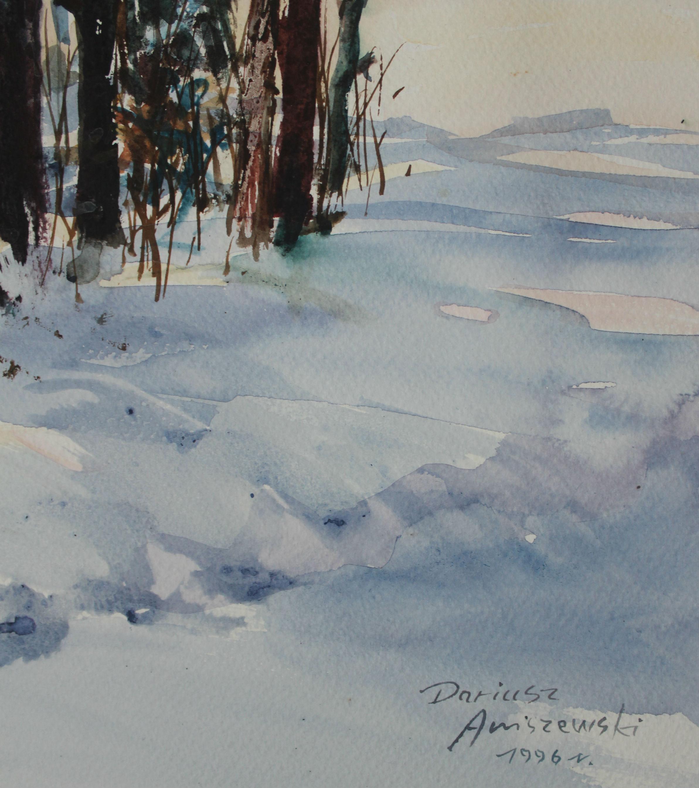 winter landscape watercolor