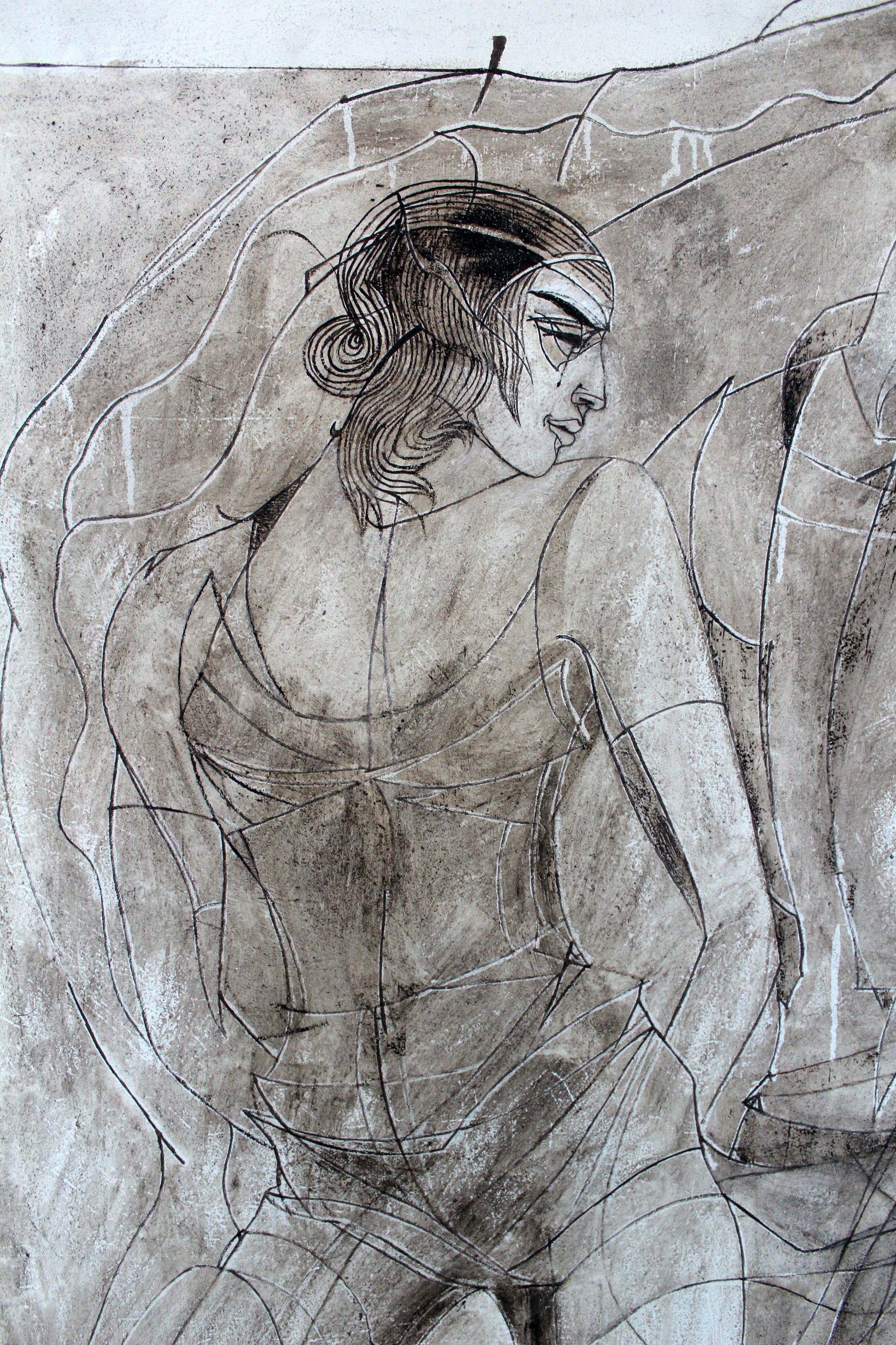 Due persone - XXI secolo, Pittura figurativa a guazzo, - Painting Contemporaneo di Agata Stomma