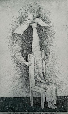 Ex libris Martine Hugues Voumard - Figurative etching print, Black & white