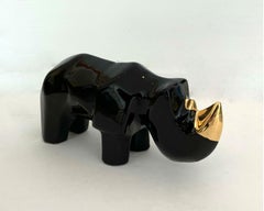 Black rhino - XXI century, Figurative animal sculpture, Ceramic, Pop art