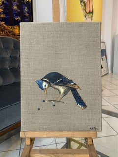 Sans titre. Peinture actylique figurative, Oiseau, réaliste, artiste polonais