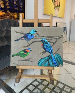 Gardens of delight 12 - Figurative painting, Birds, Realistic, Vibrant colors