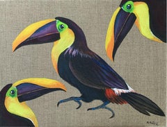 Untitled - Figurative acrylic painting, Birds, Realistic, Vibrant colors