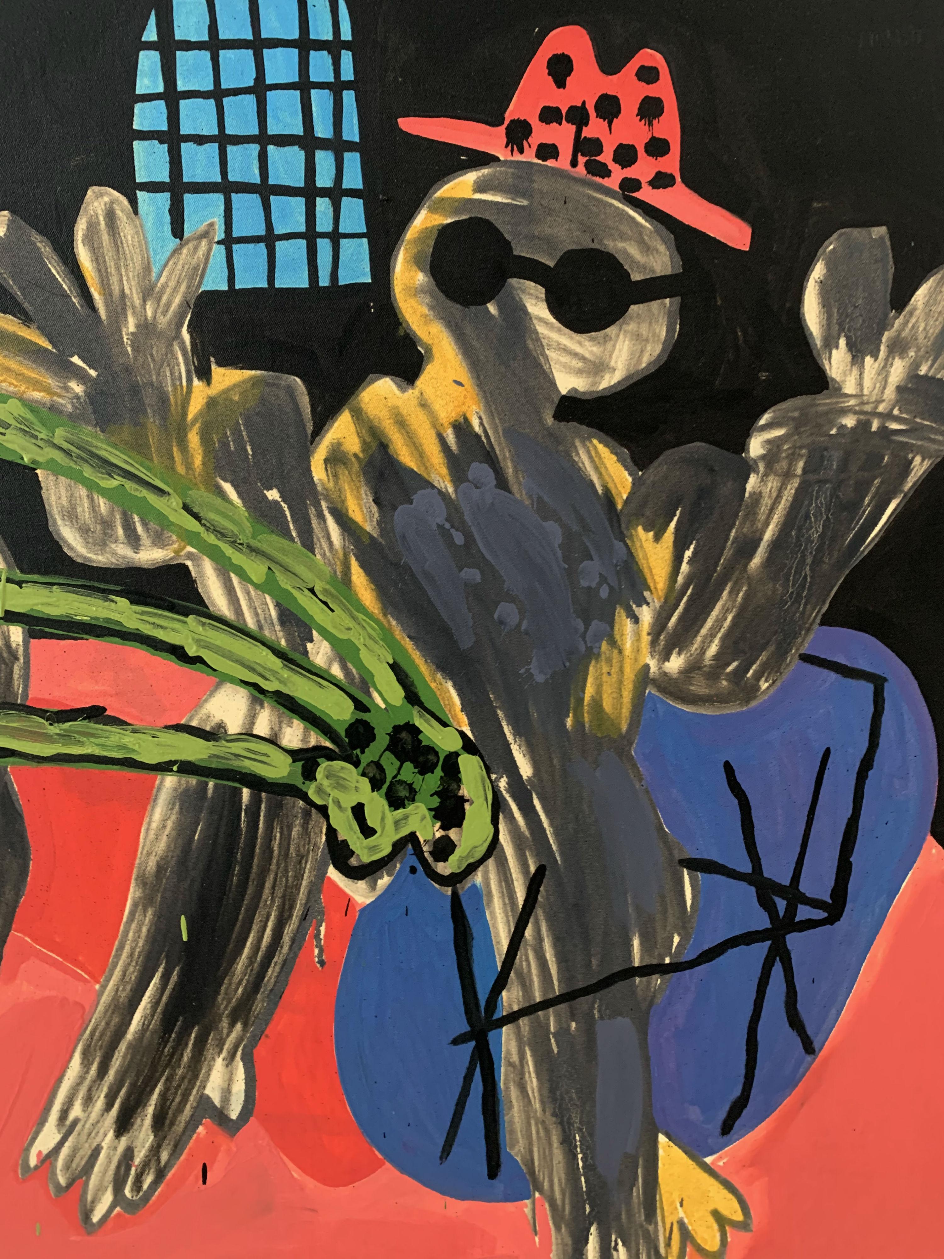 Colazione TV - XXI secolo, Pittura figurativa-astratta, Colorato in vendita 4
