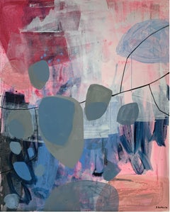 Tendency of actions  -  Contempory abstract, Oil, Pink & silver, colorful