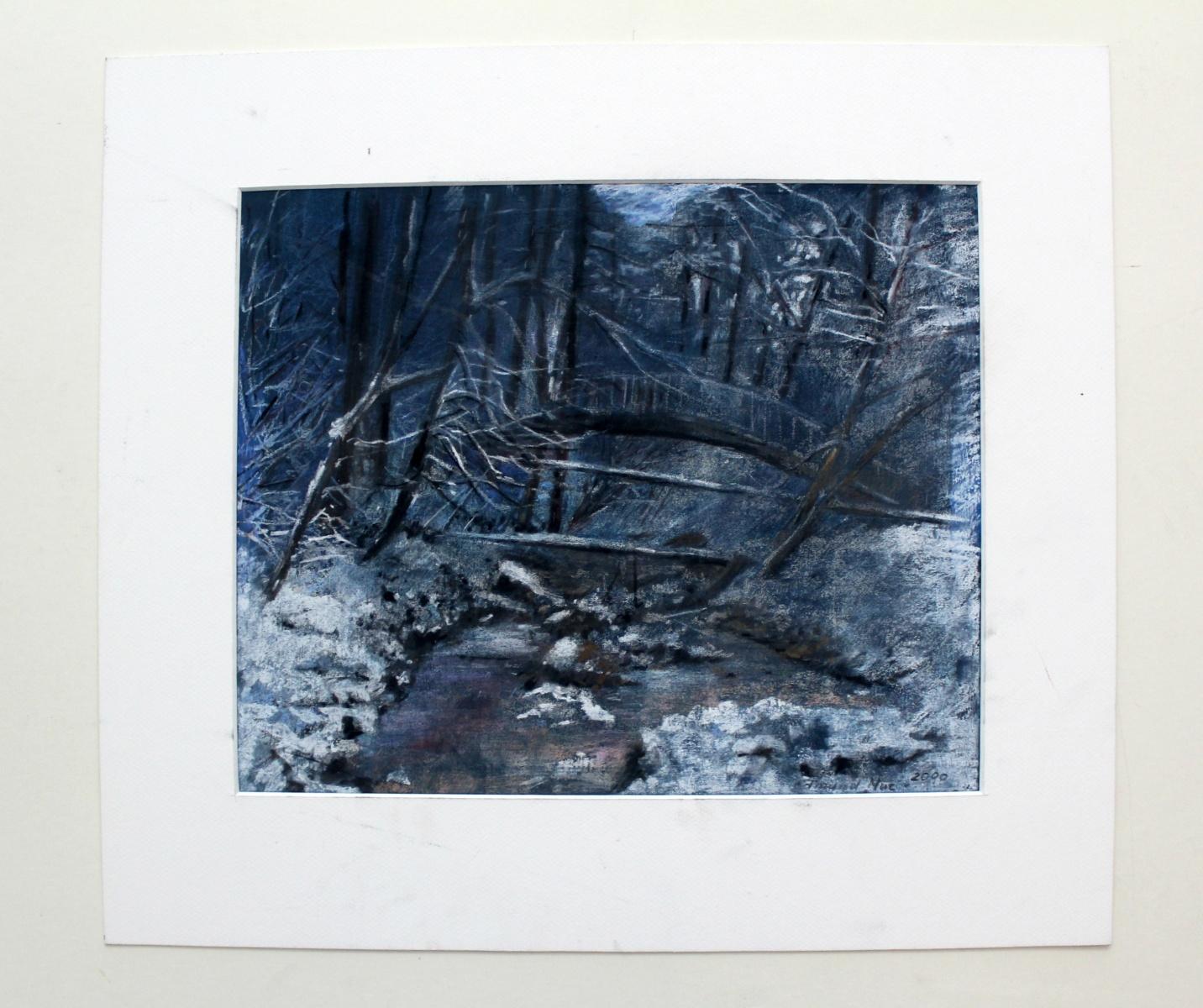 Winter landscape - XX century, Pastel figurative, Blue tones, Realism - Art by Edmund Muc