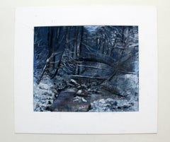 Winterlandschaft - XX Jahrhundert, Pastell figurativ, Blaue Töne, Realismus