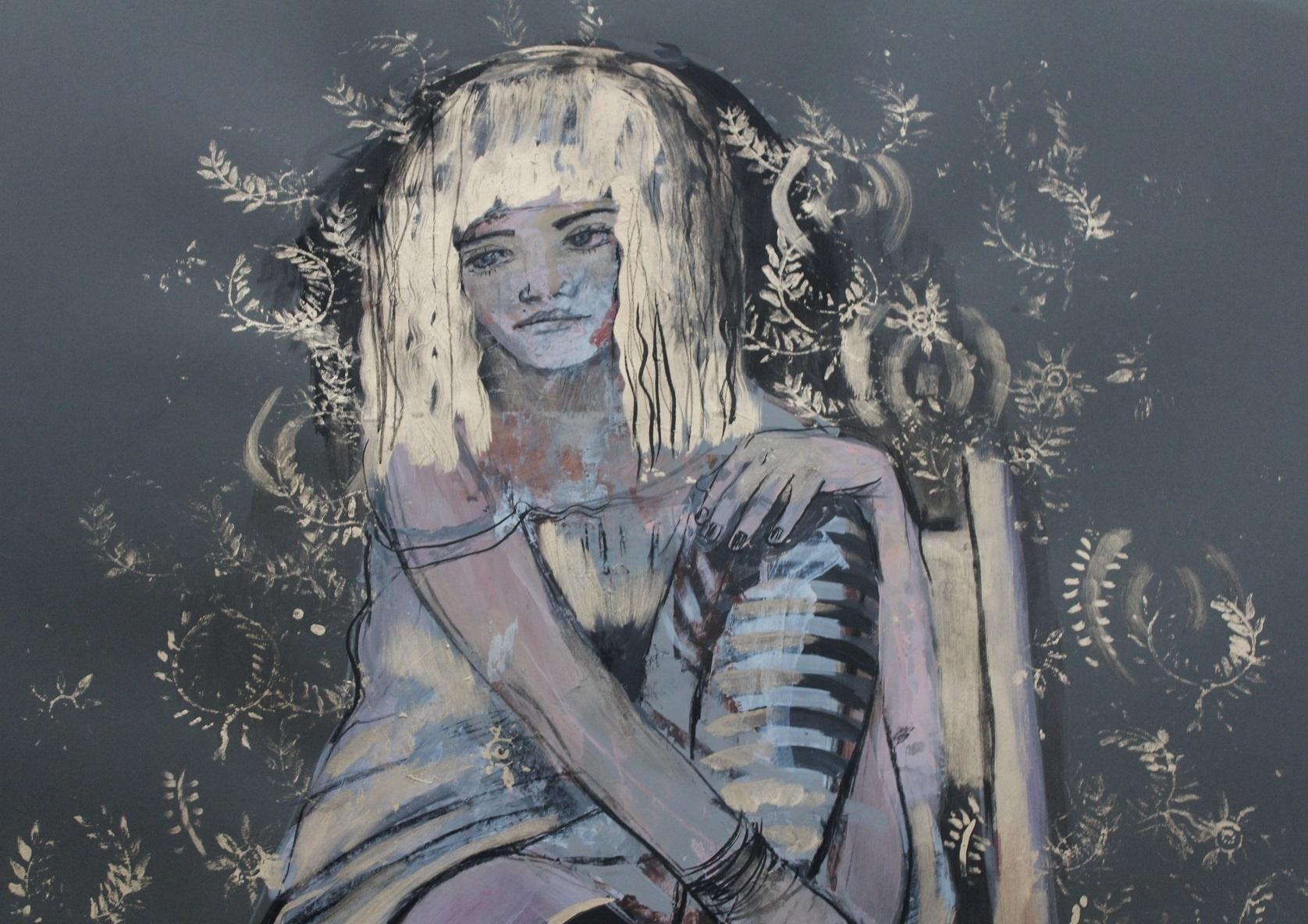 Magic - XXI Jahrhundert, Frauen, figürliche Zeichnung, helle und lebendige Farben, Gold (Schwarz), Figurative Art, von Paulina Maksjan