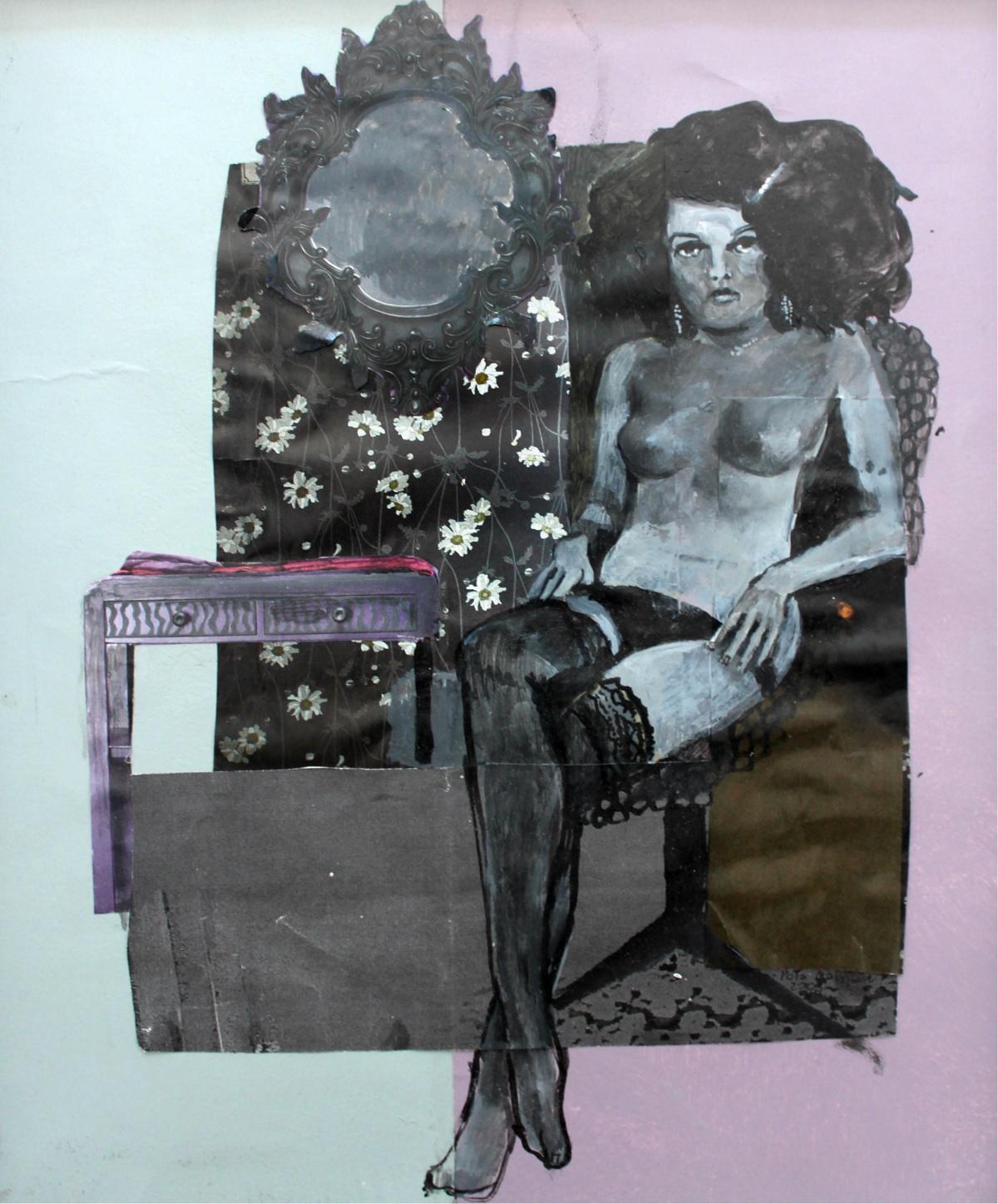 Figurative Art Paulina Maksjan - Miroir - XXIe siècle, Femme, dessin figuratif, couleurs pastel, figure féminine