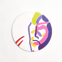 Mirror self-portrait - Tondo, Colorful & vibrant, Young art, Abstraction