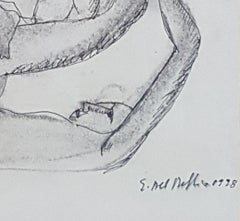 Nude – XX Jahrhundert, Figurative Zeichnung, Nackt, Schwarz und Weiß