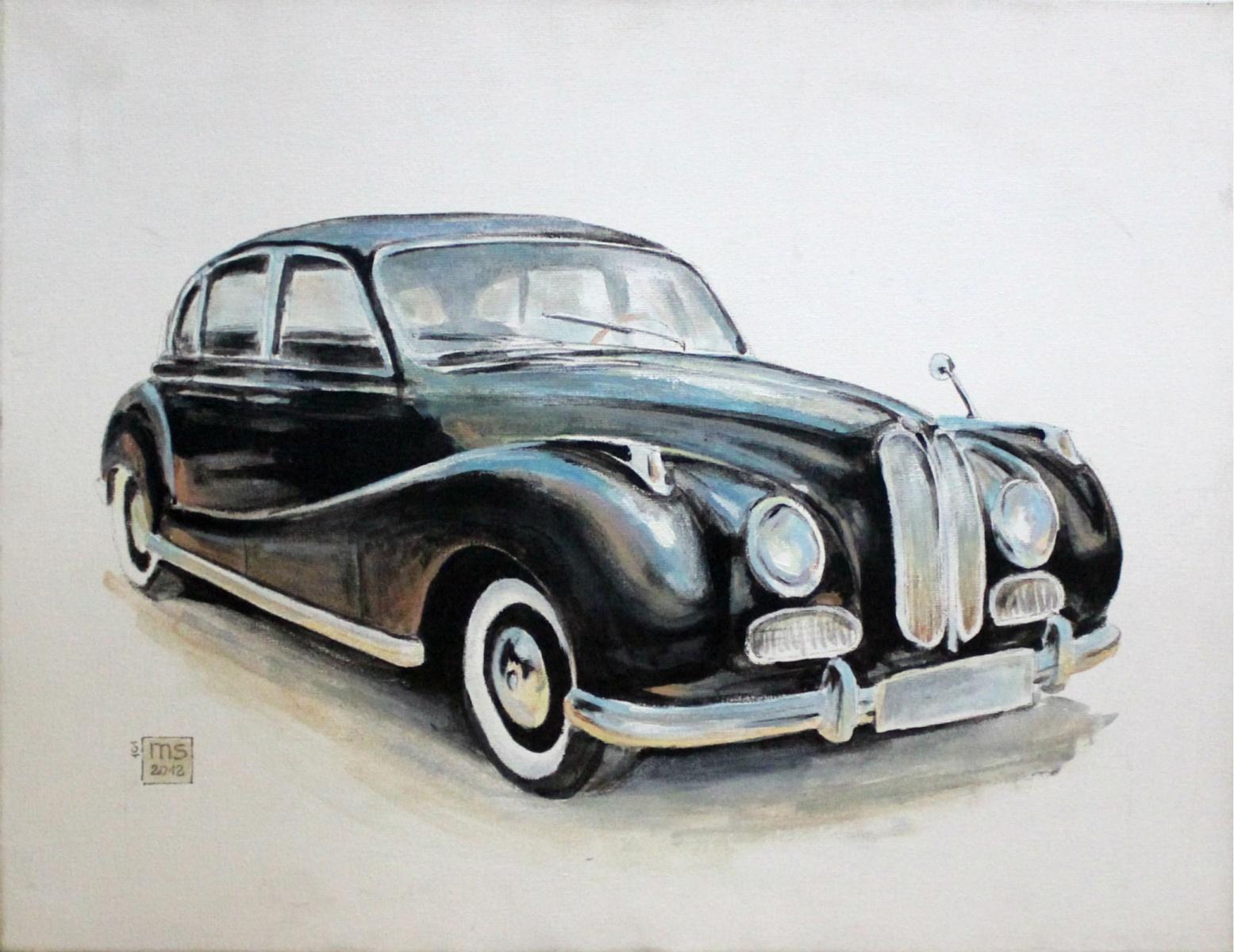 BMW 502 (1954)- XXI Jahrhundert, Zeitgenössische Acrylmalerei, Auto, Auto