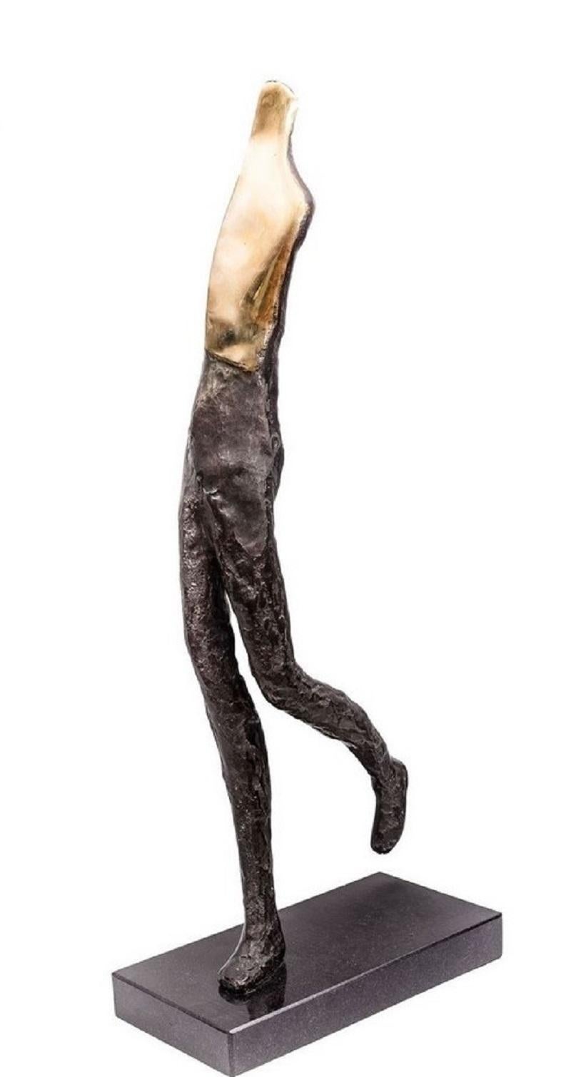 Zeitgenössische figurative Original-Skulptur aus Bronze für Läufer 
