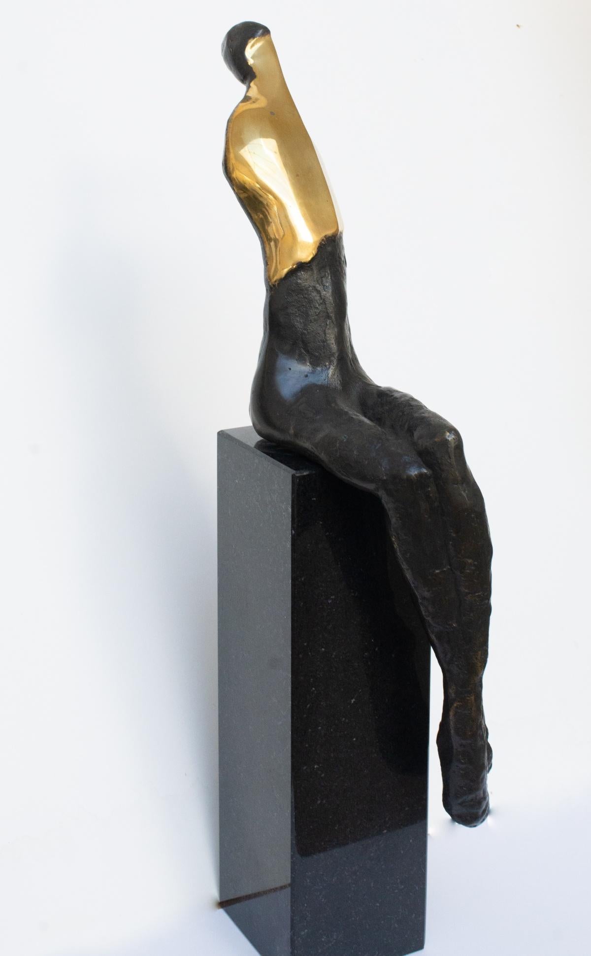Nu assis, Sculture originale figurative contemporaine en bronze 