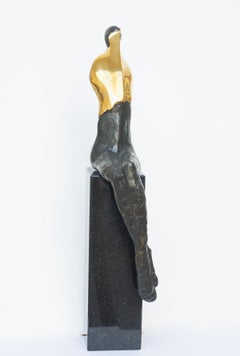 Nu assis, Sculture originale figurative contemporaine en bronze