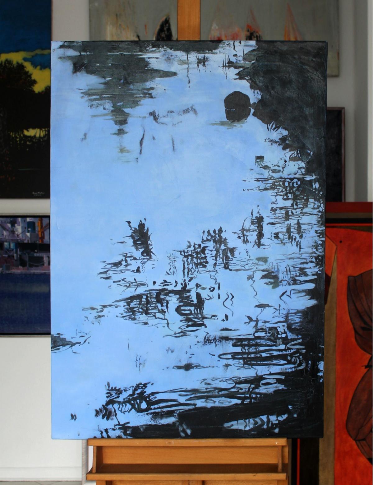 Veduta sommersa IX - XXI secolo, Pittura contemporanea di paesaggio in acrilico - Painting di Izabela Kita