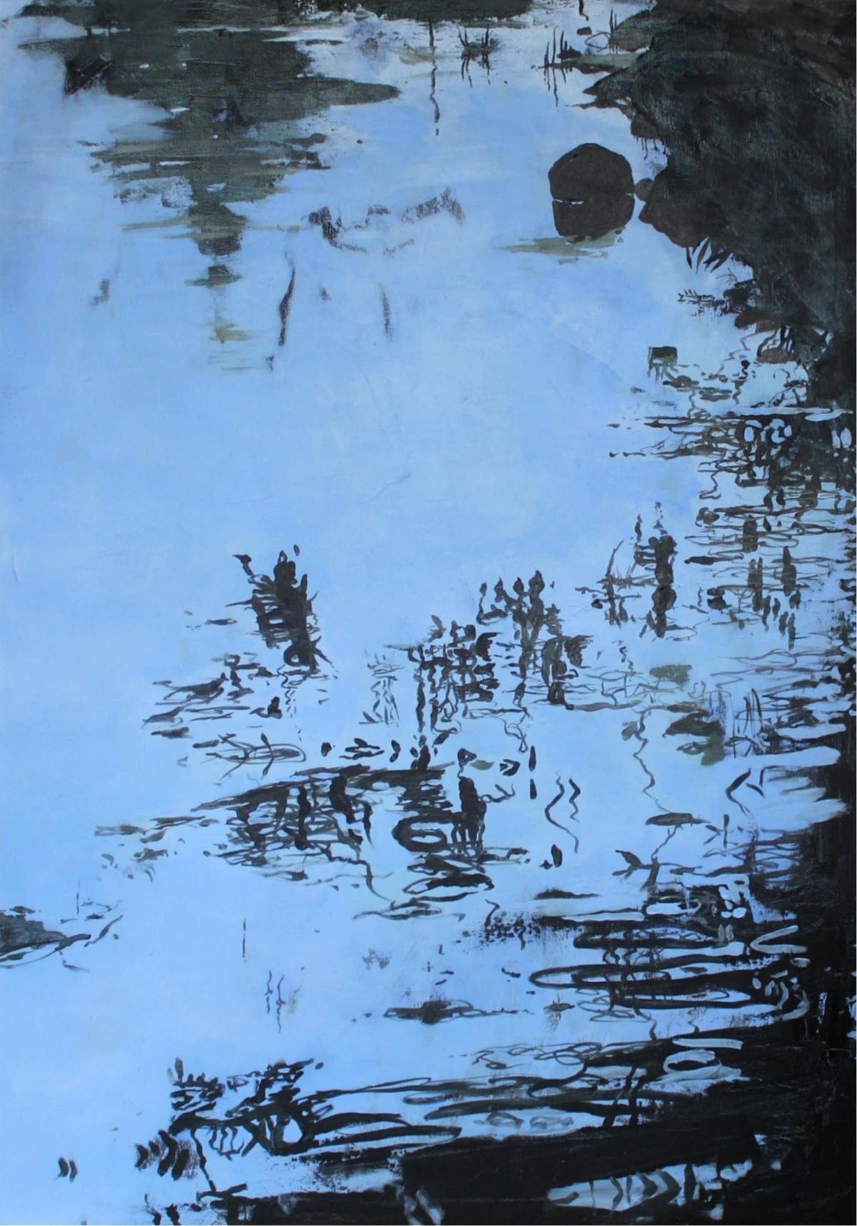 Izabela Kita Figurative Painting - Submerged view IX - XXI Century, Contemporary Acrylic Landscape Painting