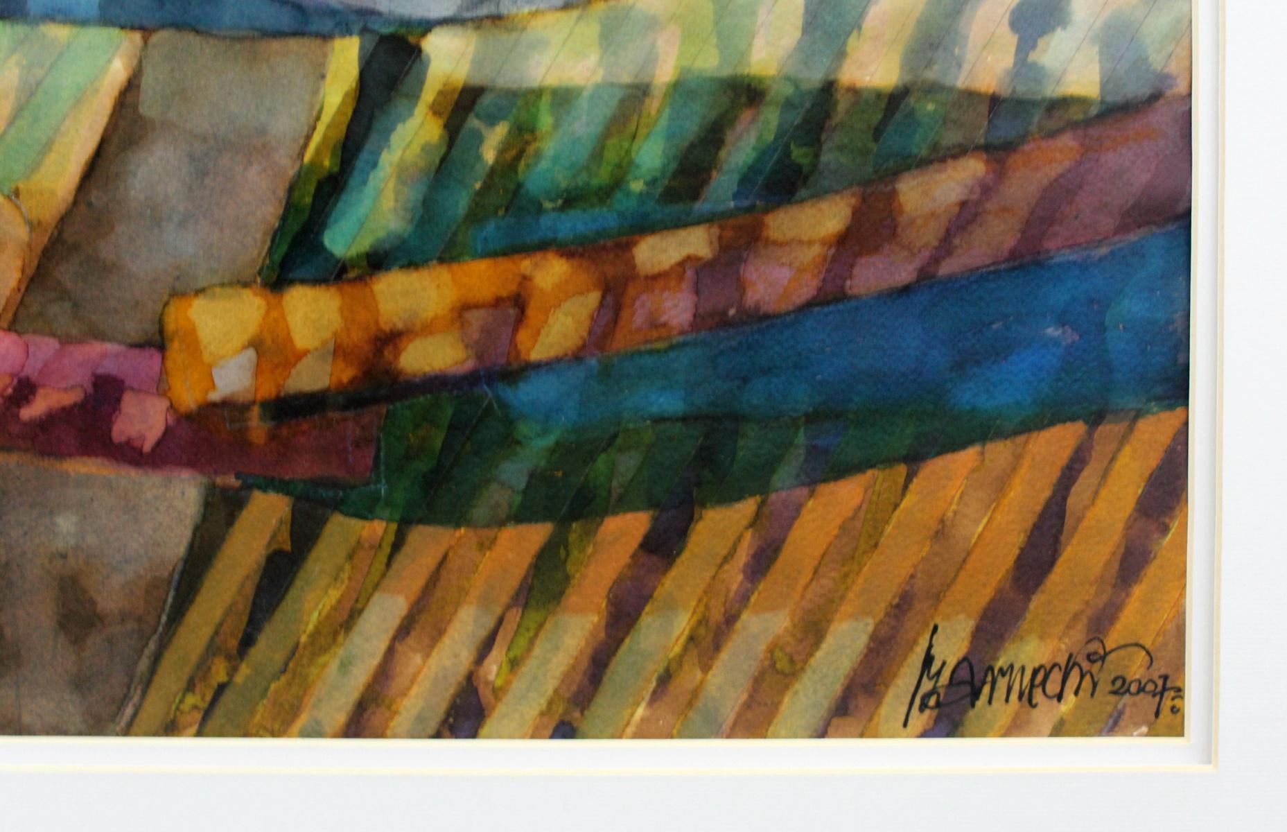 Abstrakte Abstraktion – 21. Jahrhundert, zeitgenössische abstrakte Aquarellmalerei, farbenfrohe (Grau), Abstract Drawing, von Tadeusz Czarnecki