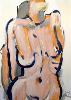 Nude - 21 century, Mixed media, Acrylic painting, Couple, Warm tones