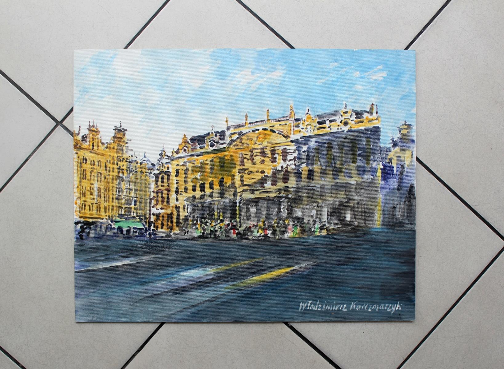 Brüssel, der Palast der Herzöge von Brabant – Aquarellmalerei des 21. Jahrhunderts (Sonstige Kunststile), Art, von Włodzimierz Karczmarzyk