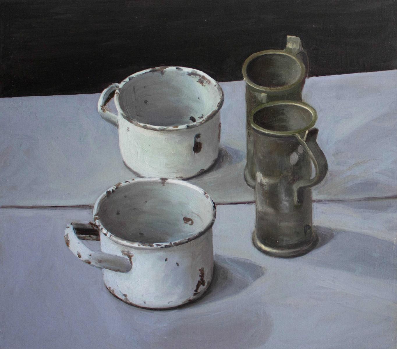Still Life with Black Background- Contemporary Figurative Realistic Oil Painting