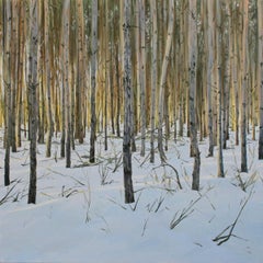 Light between the Trees - Contemporary Figurative Oil Landscape painting
