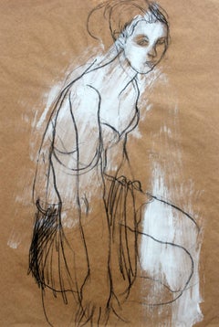 Nude - XXI Century, Contemporary Goache and Charcoal Figurative Drawing, Female