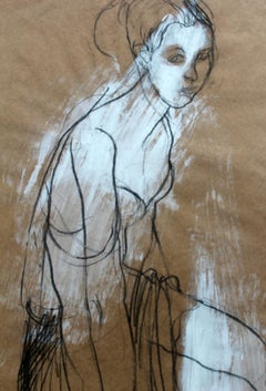 Nude - XXI Century, Contemporary Goache and Charcoal Figurative Drawing, Female