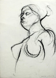 Nude - XXI Century, Contemporary Charcoal Figurative Drawing, Female Portrait