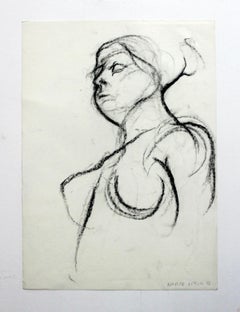 Nude - XXI Century, Contemporary Charcoal Figurative Drawing, Female Portrait