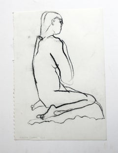 Nude - XXI Century, Contemporary Charcoal Figurative Drawing, Sitting Female