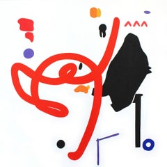Still life with red line - Colorful & vibrant Young art, Abstraction, Minimalism