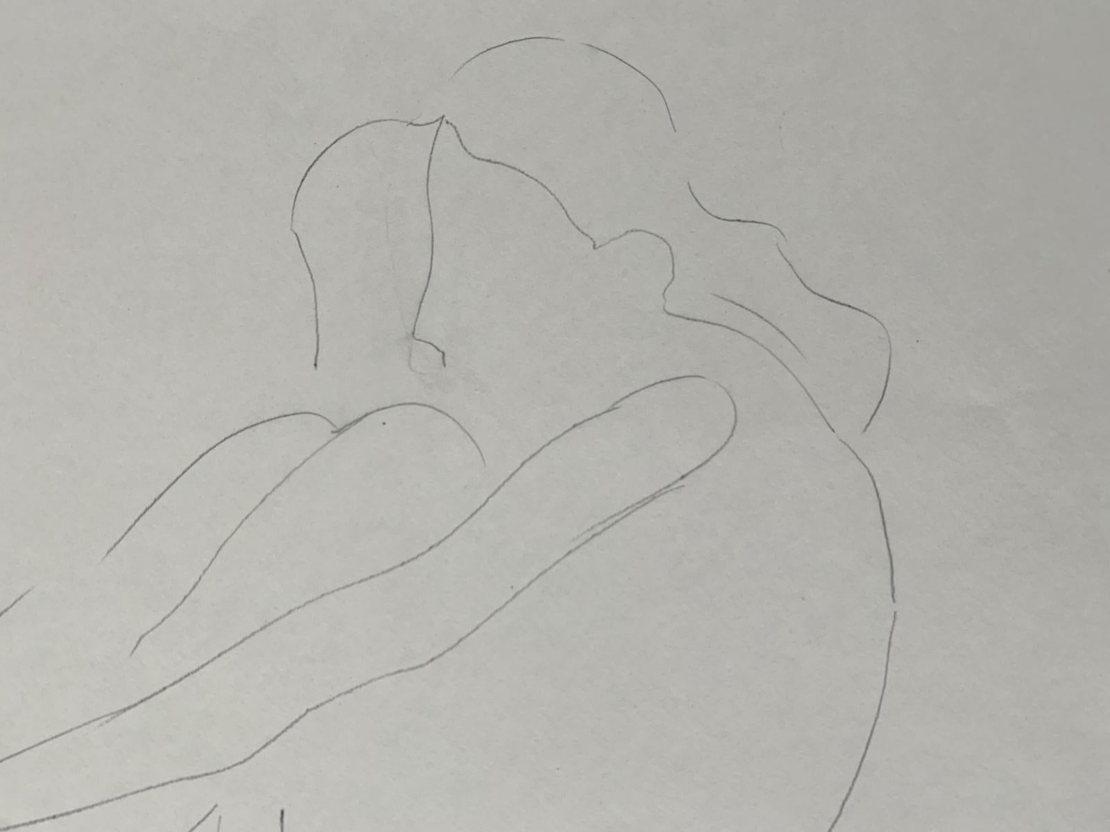 Senza titolo - Disegno contemporaneo a matita, Figurativo, Minimalista, Bianco e nero - Figurative Art Grigio di Antoni Janusz Pastwa