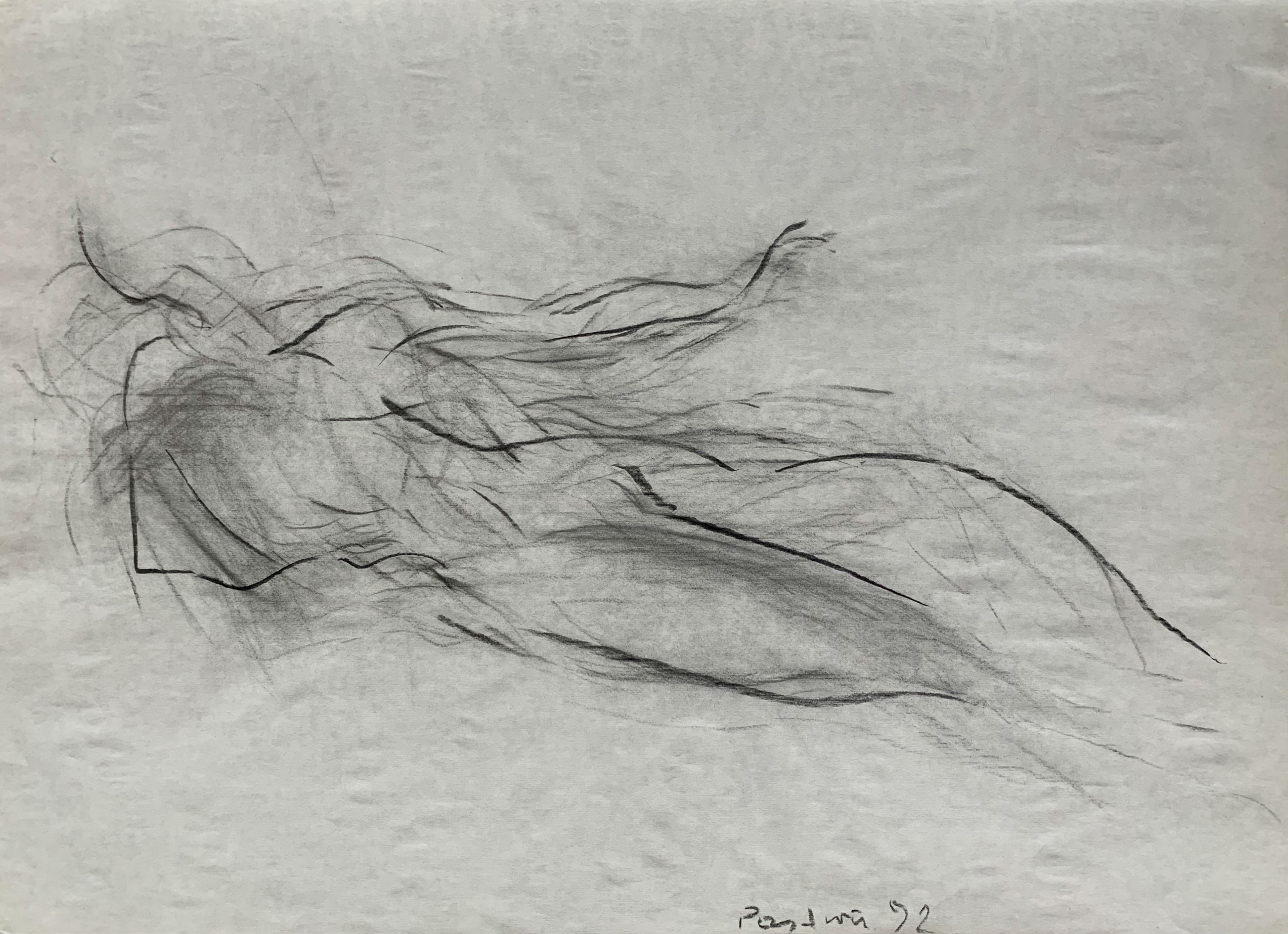Figurative Art di Antoni Janusz Pastwa - Senza titolo - Disegno a matita contemporaneo, Figurativo, Bianco e nero