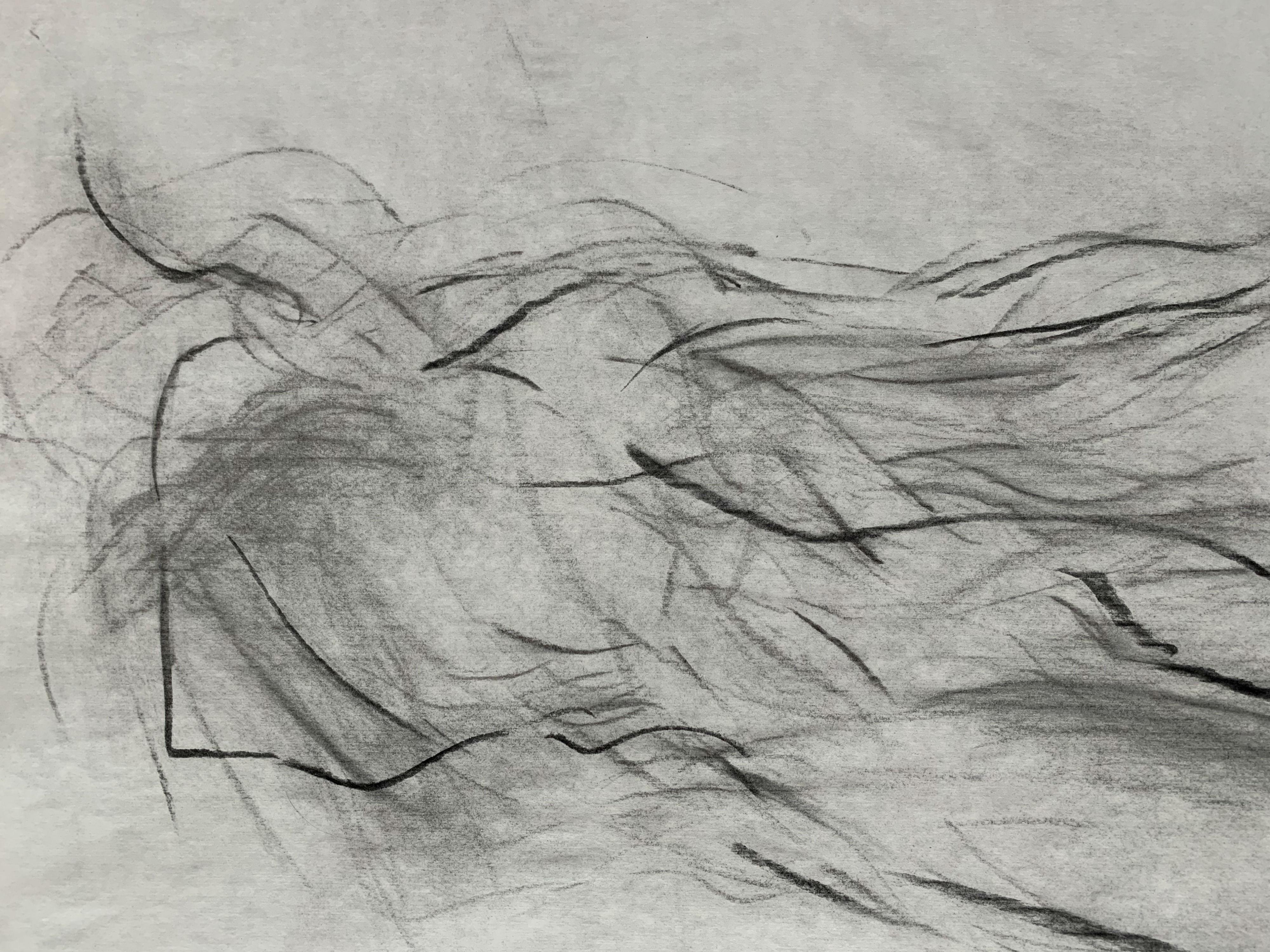 Ohne Titel - Zeitgenössische Bleistiftzeichnung, figürlich, Schwarz-Weiß (Abstrakt), Art, von Antoni Janusz Pastwa